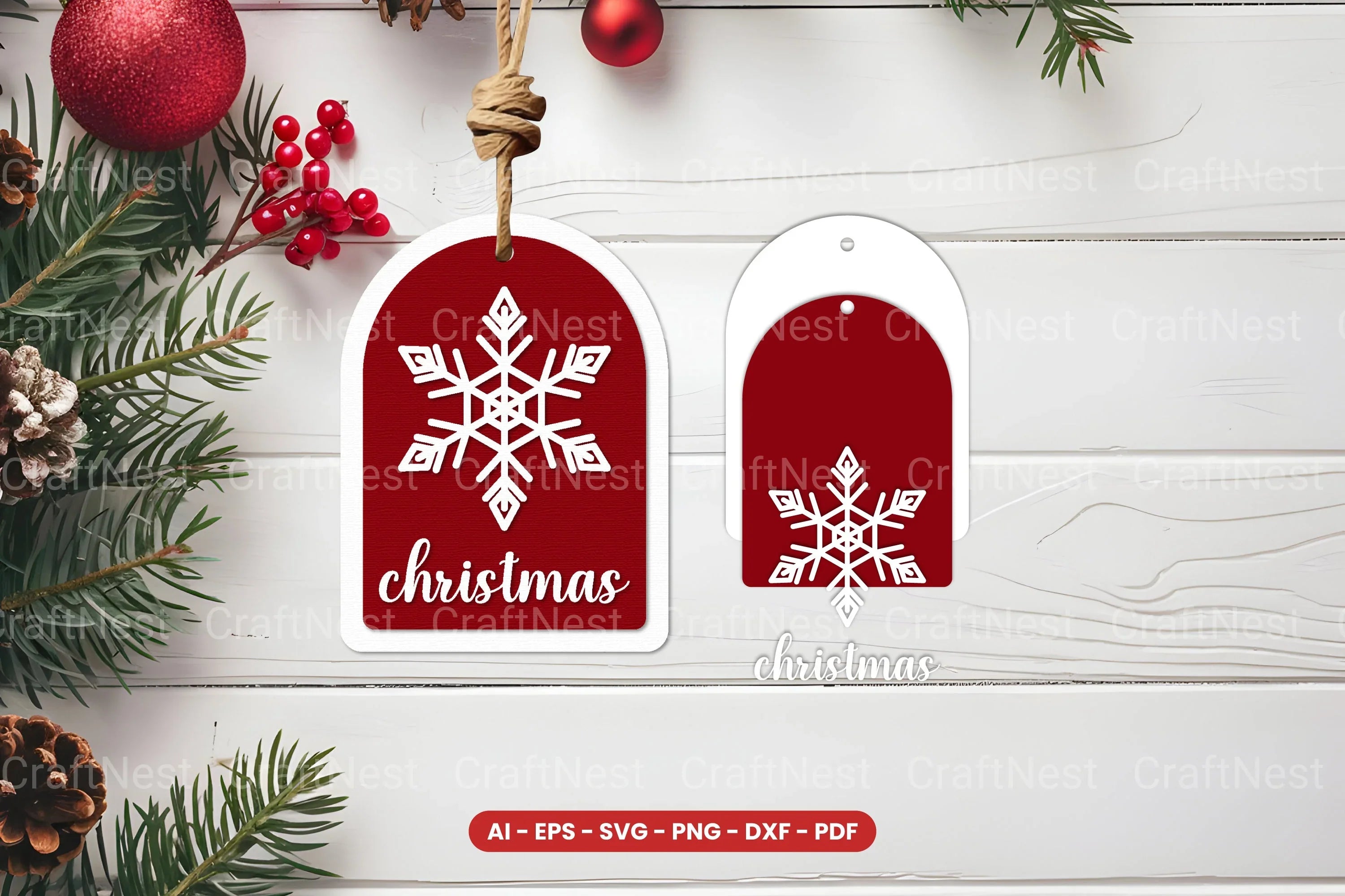 Christmas Tag Laser Cut SVG Bundle - CraftNest - Digital Crafting and Art