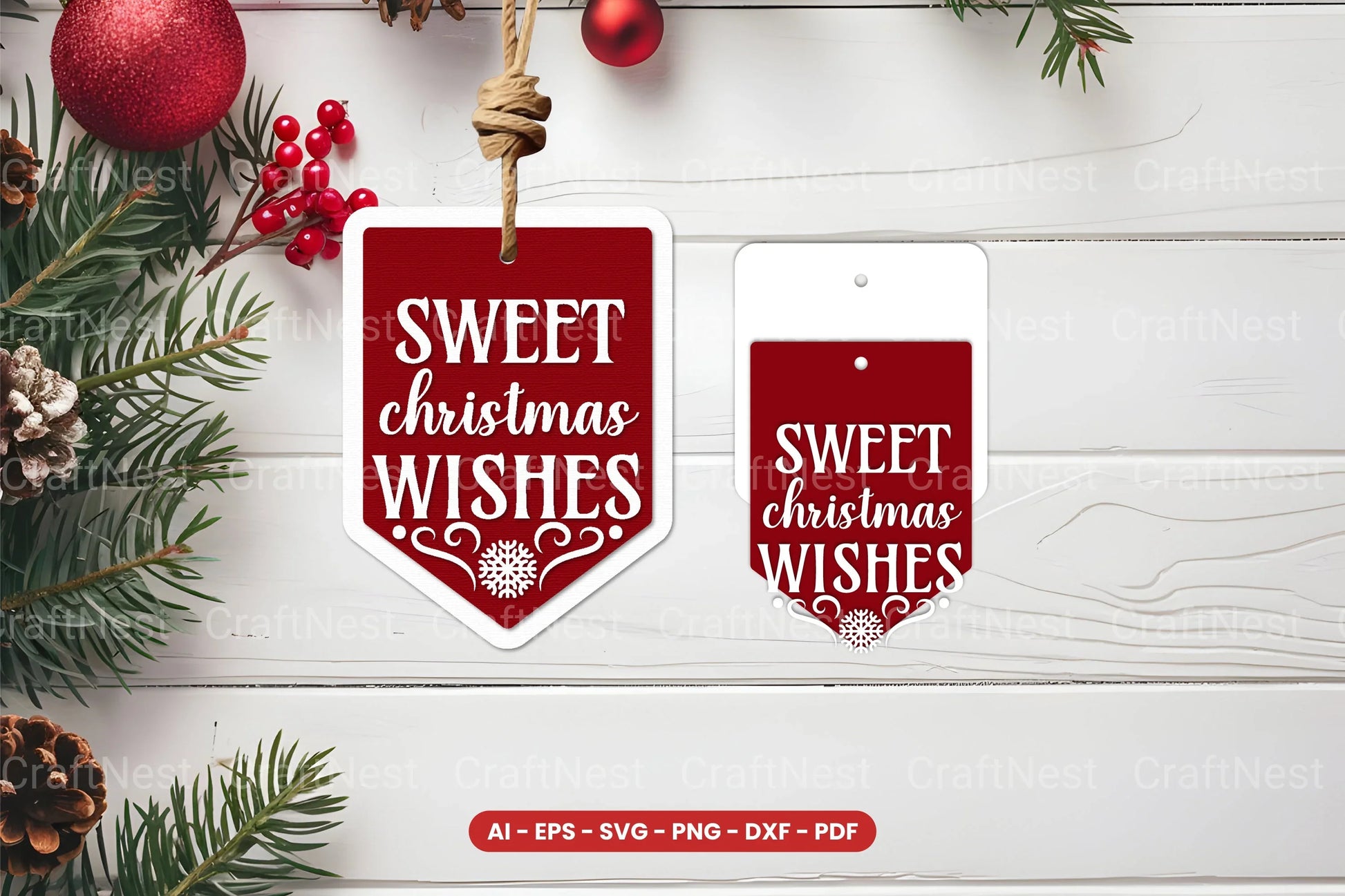 Christmas Tag Laser Cut SVG Bundle - CraftNest - Digital Crafting and Art