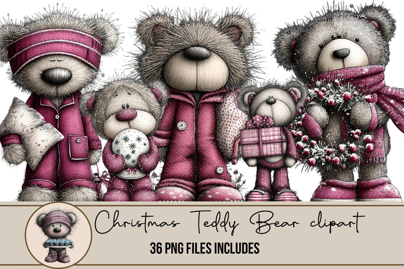 Christmas Teddy Bear Clipart Bundle - CraftNest - Digital Crafting and Art
