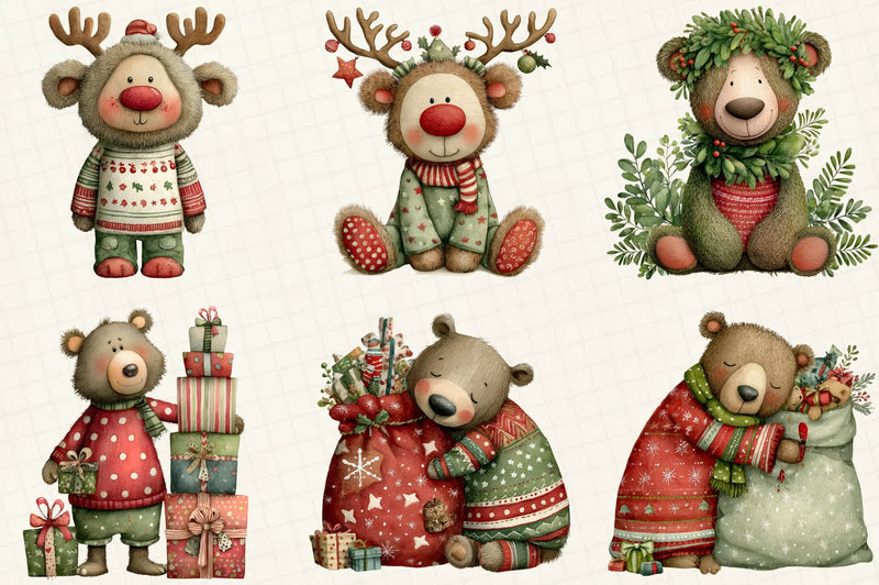 Christmas Teddy Bear Clipart Bundle - CraftNest - Digital Crafting and Art
