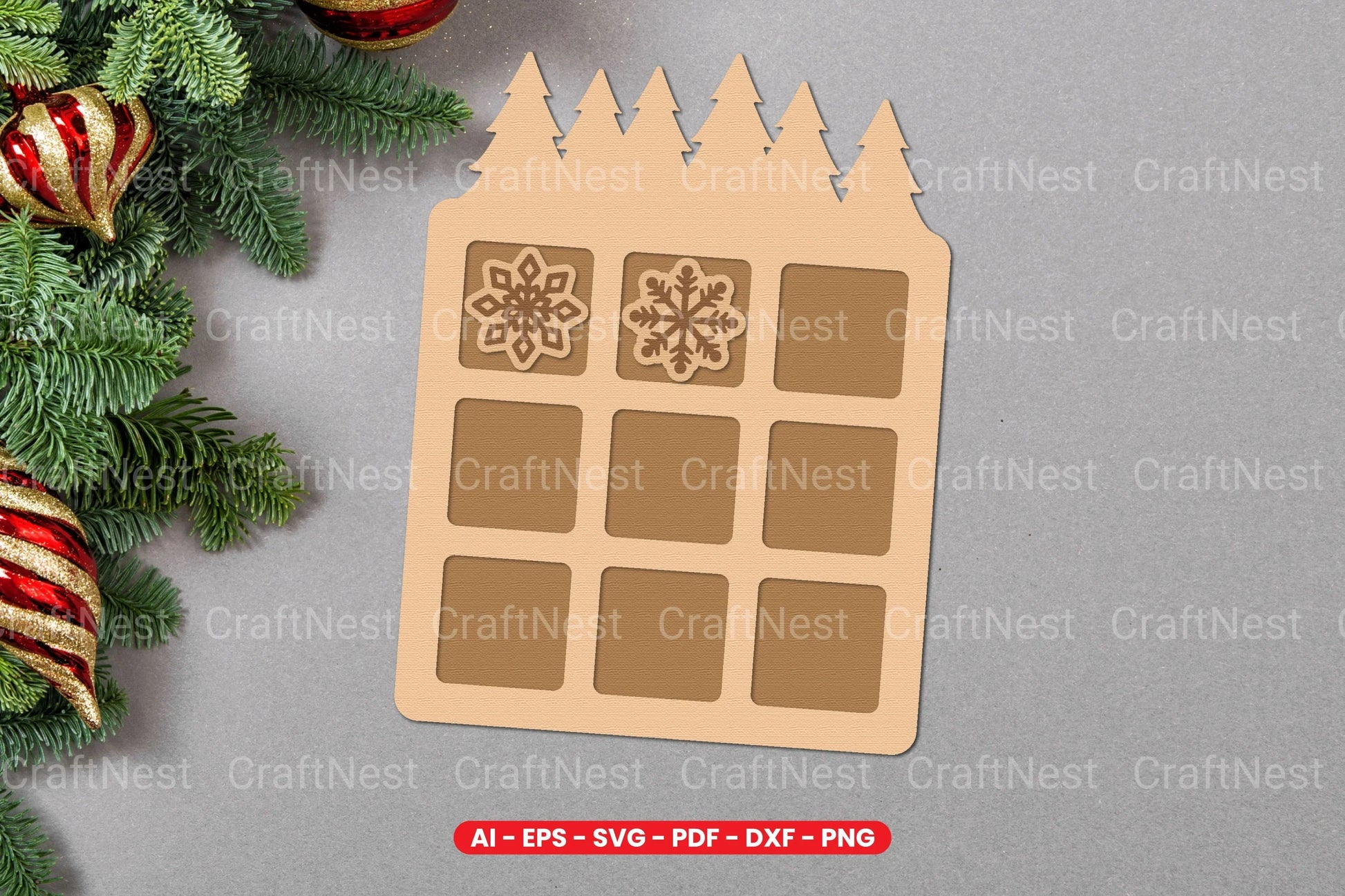 Christmas Tic Tac Toe Lasercut SVG Bundle - CraftNest - Digital Crafting and Art