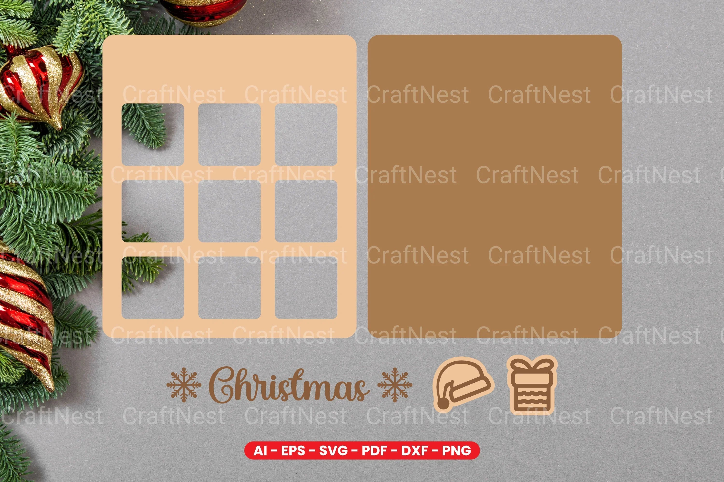 Christmas Tic Tac Toe Lasercut SVG Bundle - CraftNest - Digital Crafting and Art