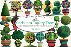 Christmas Topiary Trees Clipart Bundle - CraftNest - Digital Crafting and Art