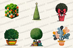 Christmas Topiary Trees Clipart Bundle - CraftNest - Digital Crafting and Art