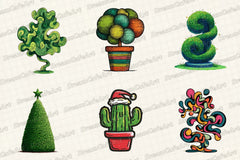Christmas Topiary Trees Clipart Bundle - CraftNest - Digital Crafting and Art