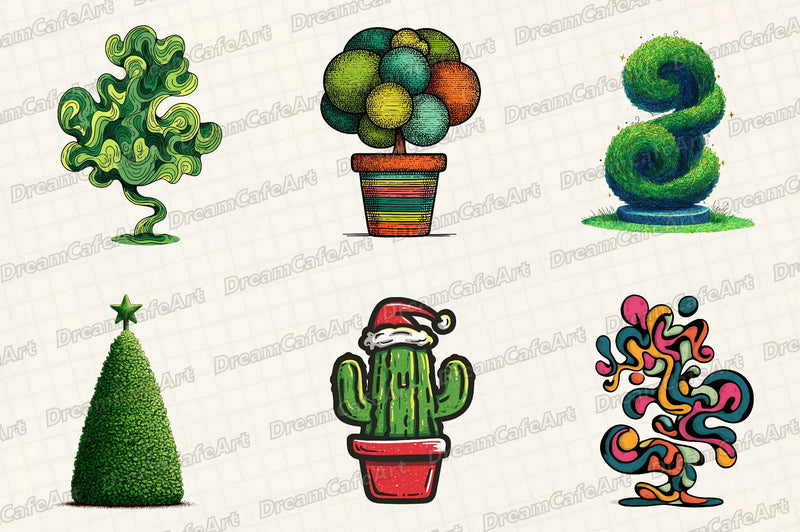 Christmas Topiary Trees Clipart Bundle - CraftNest - Digital Crafting and Art
