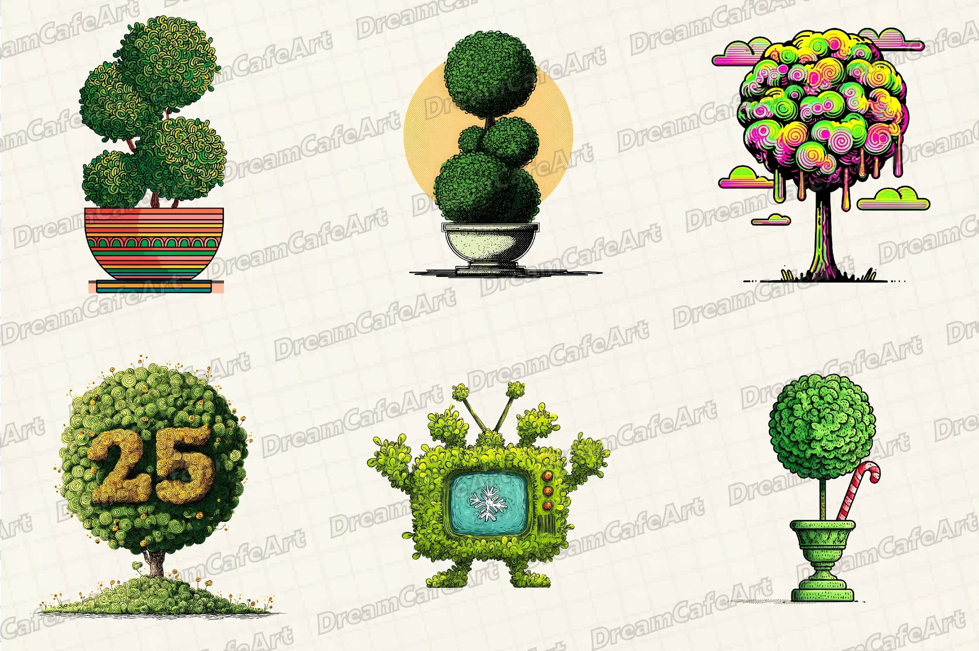 Christmas Topiary Trees Clipart Bundle - CraftNest - Digital Crafting and Art