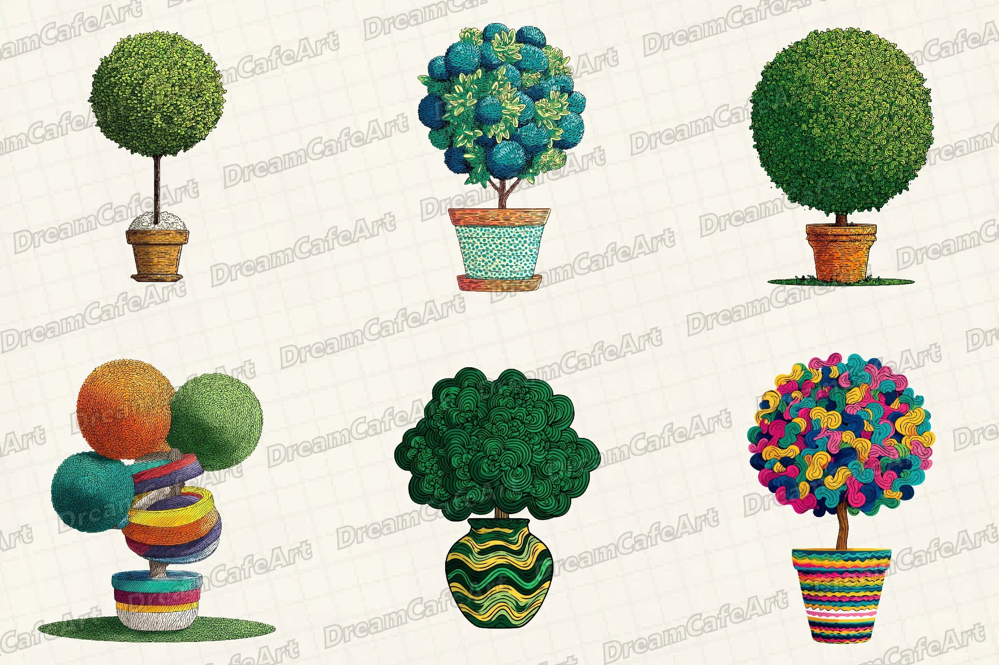 Christmas Topiary Trees Clipart Bundle - CraftNest - Digital Crafting and Art