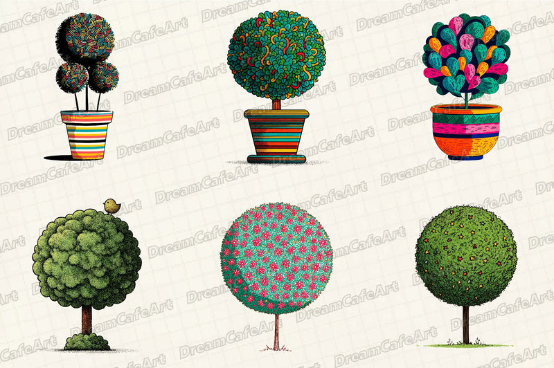 Christmas Topiary Trees Clipart Bundle - CraftNest - Digital Crafting and Art