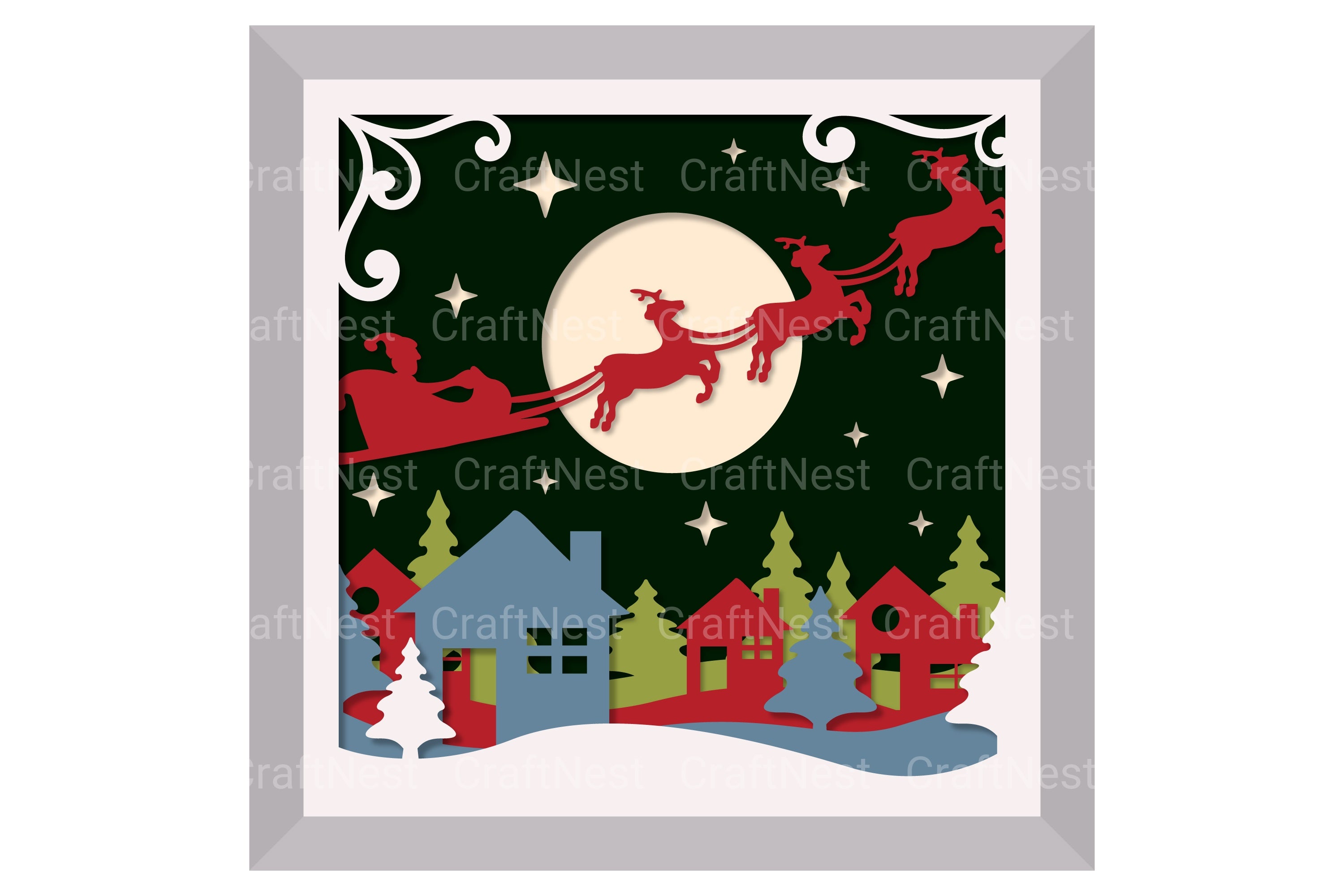 Christmas Town Layered Papercut SVG Bundle