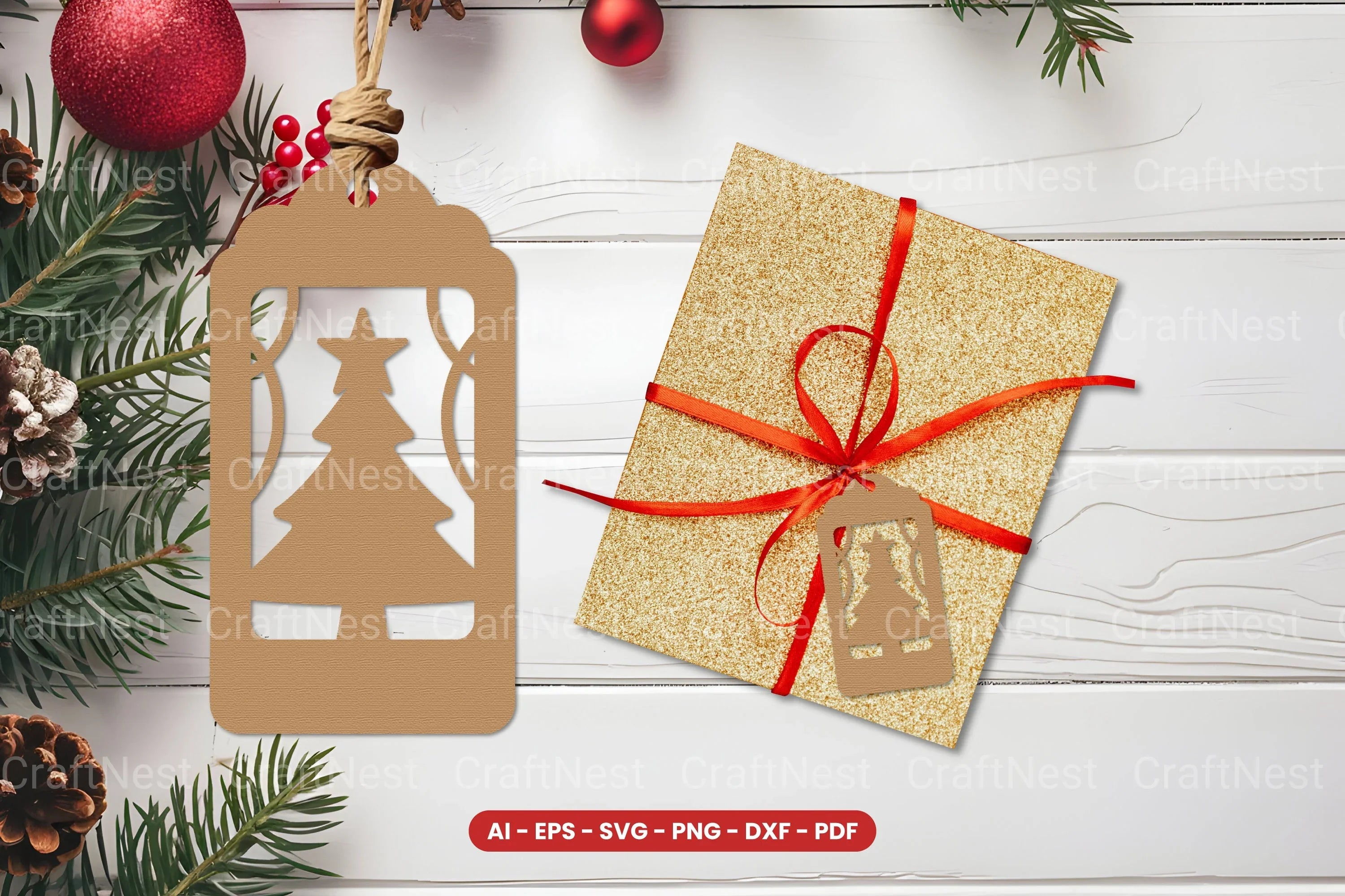 Christmas Tree Gift Tag Laser Cut SVG Bundle - CraftNest - Digital Crafting and Art