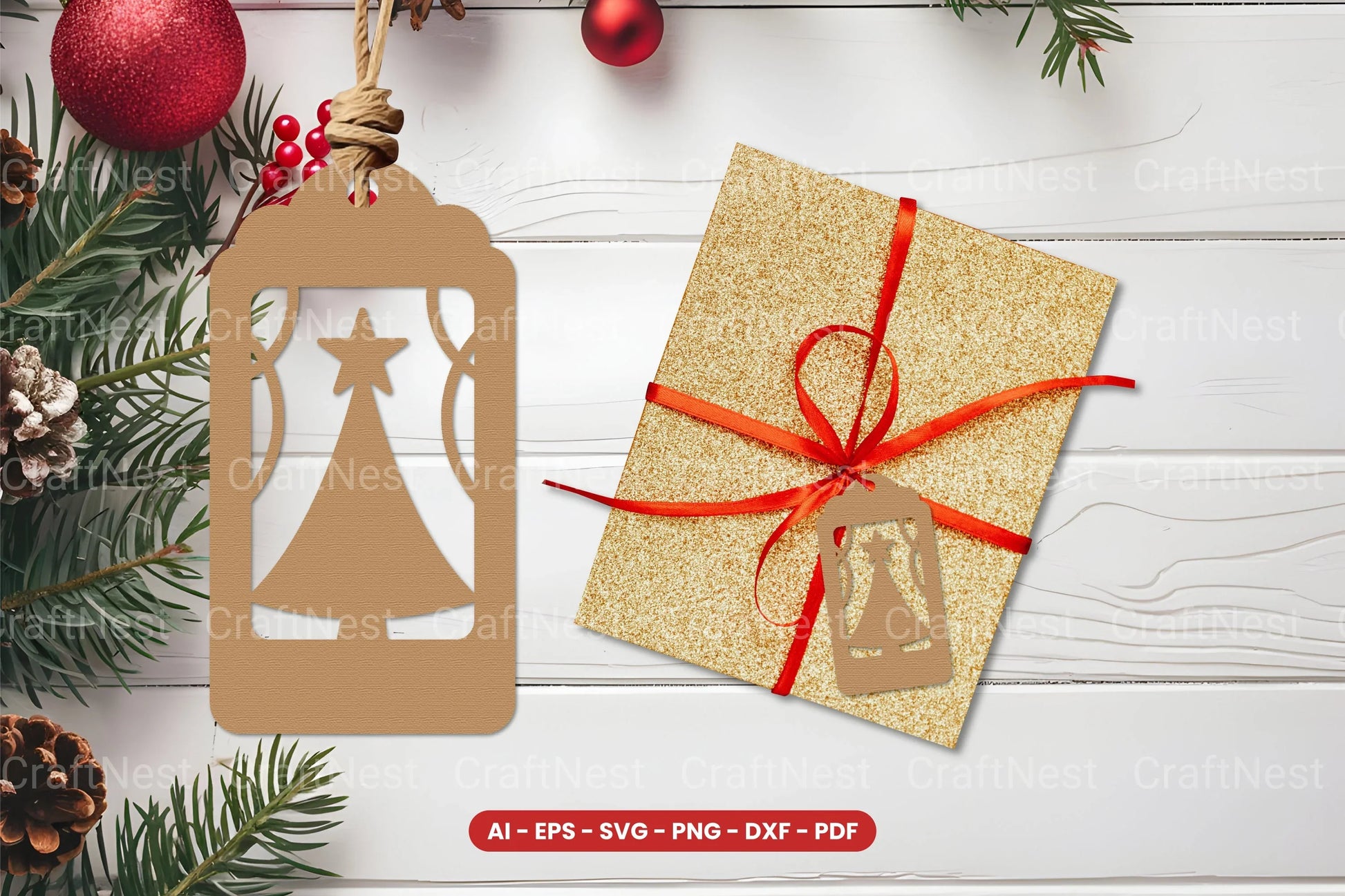Christmas Tree Gift Tag Laser Cut SVG Bundle - CraftNest - Digital Crafting and Art
