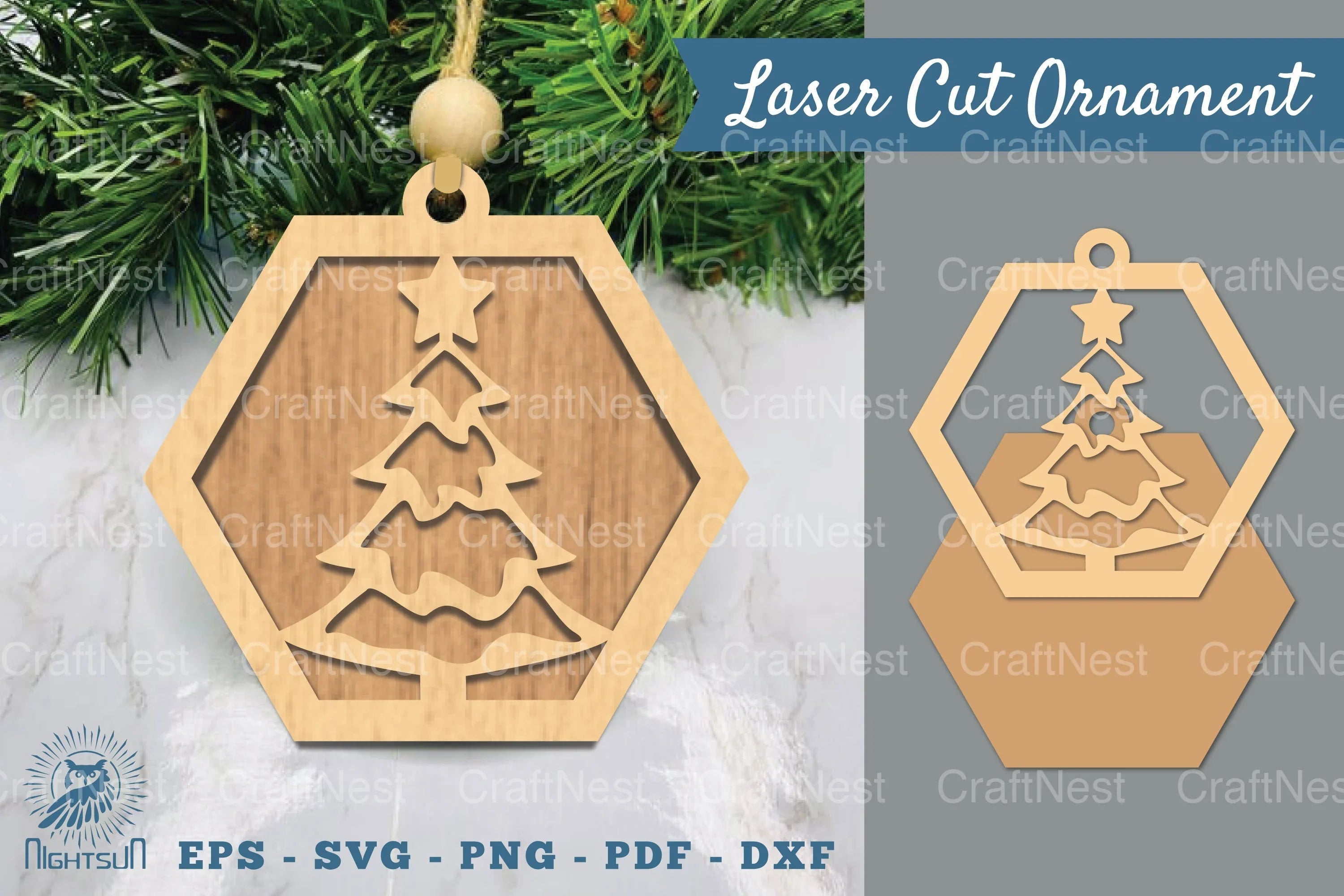 Christmas Tree Laser Cut Ornament SVG Bundle - CraftNest - Digital Crafting and Art