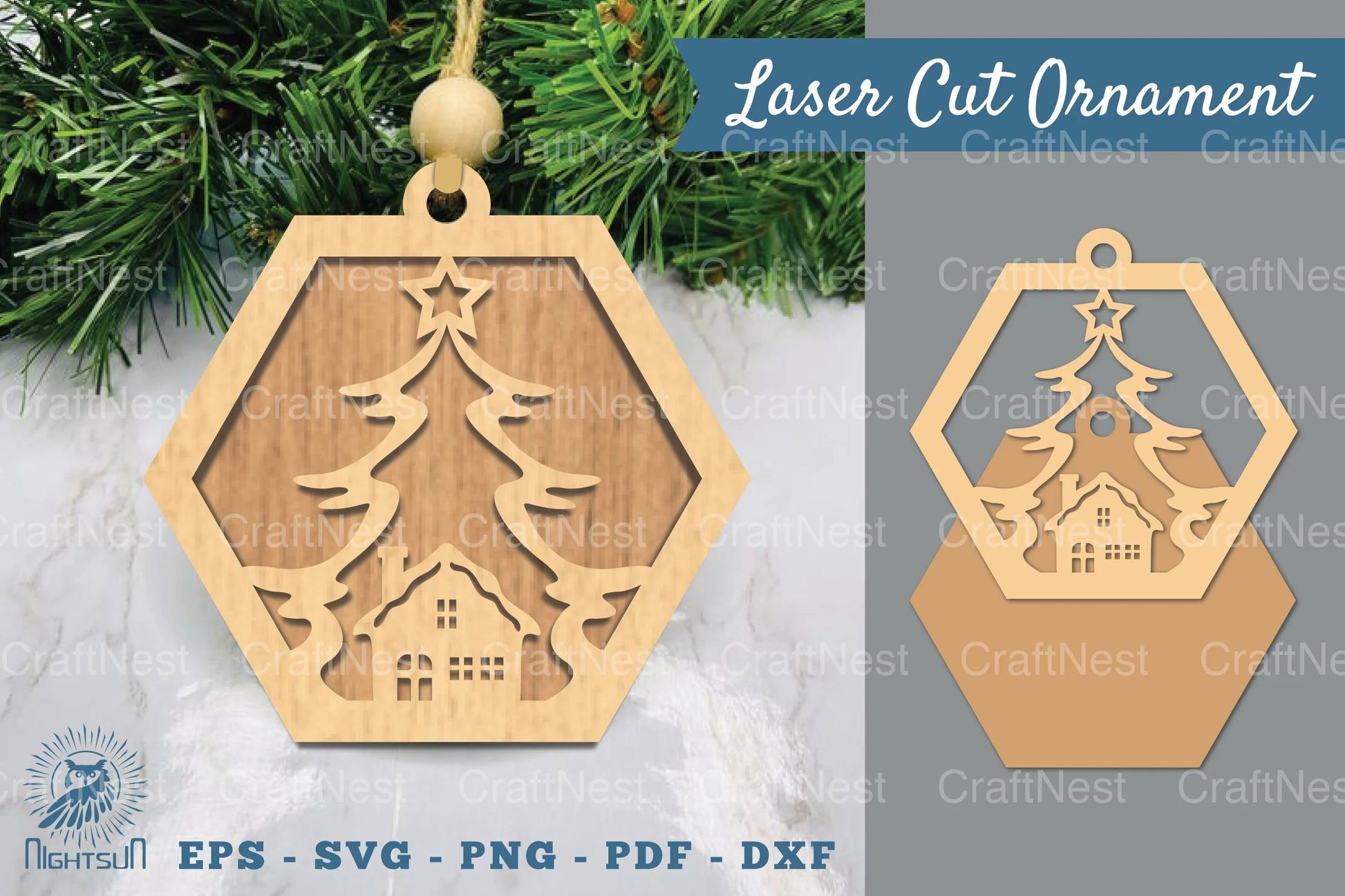 Christmas Tree Laser Cut Ornament SVG Bundle - CraftNest - Digital Crafting and Art