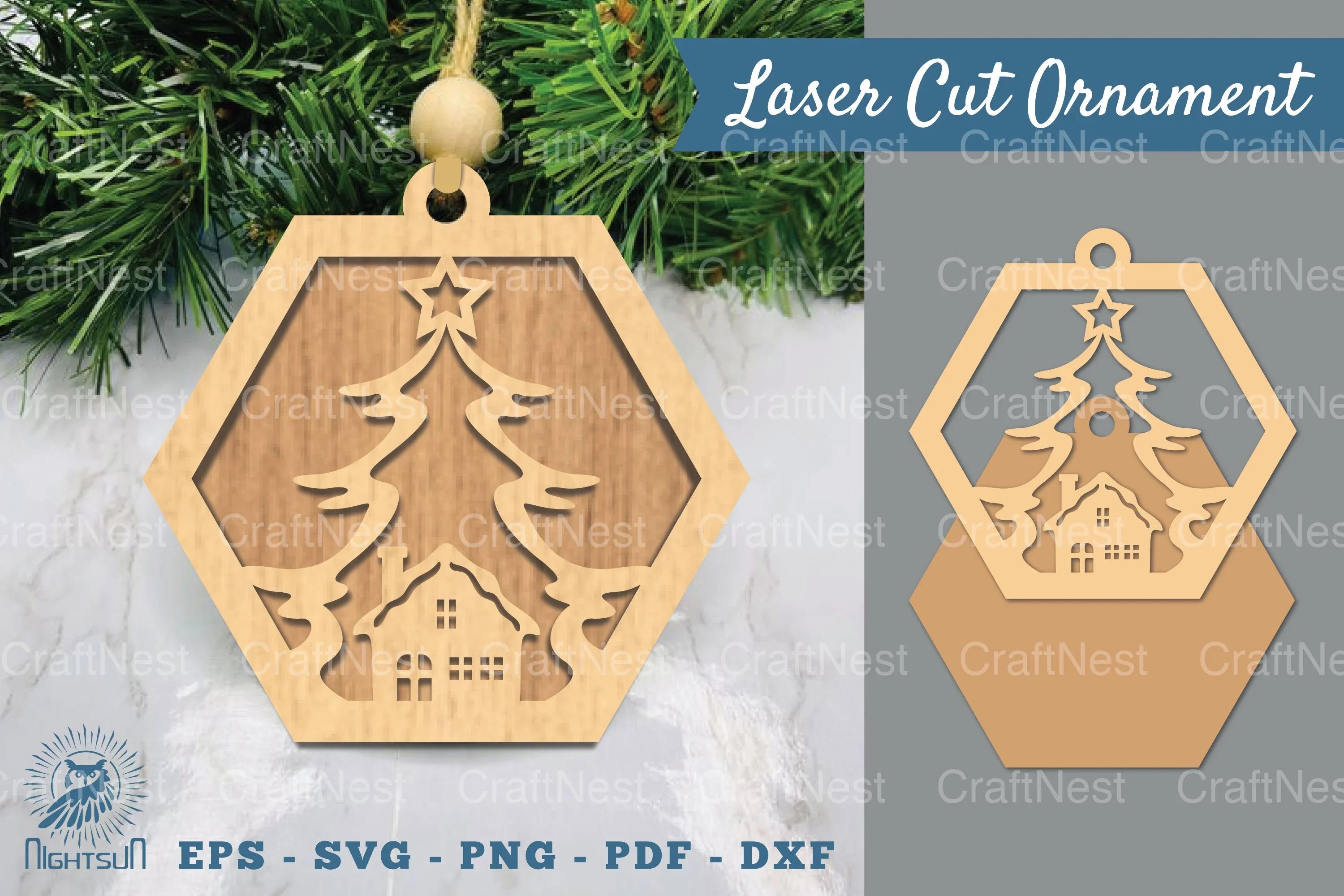 Christmas Tree Laser Cut Ornament SVG Bundle - CraftNest - Digital Crafting and Art