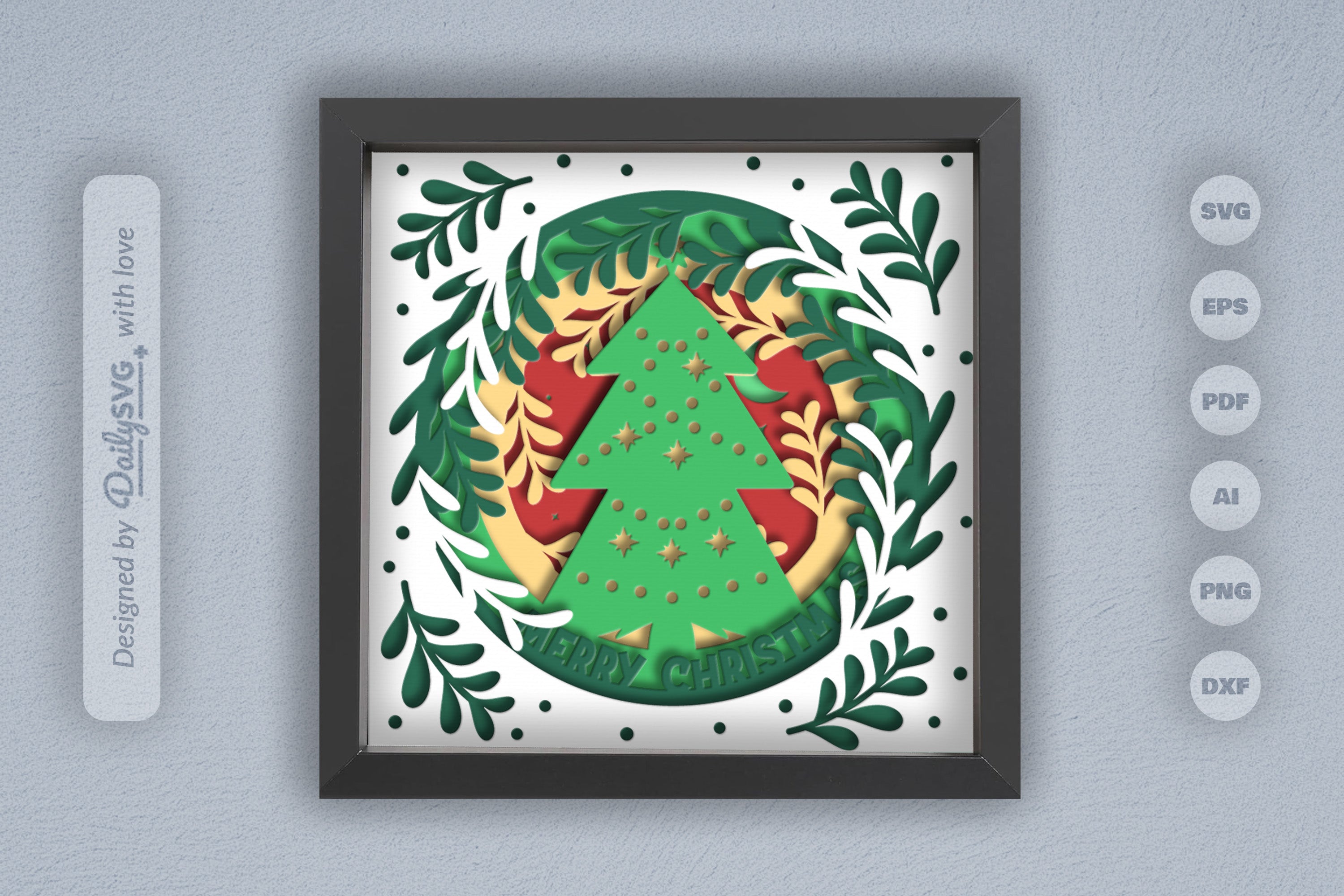 Christmas Tree Papercut Shadow Box SVG Bundle