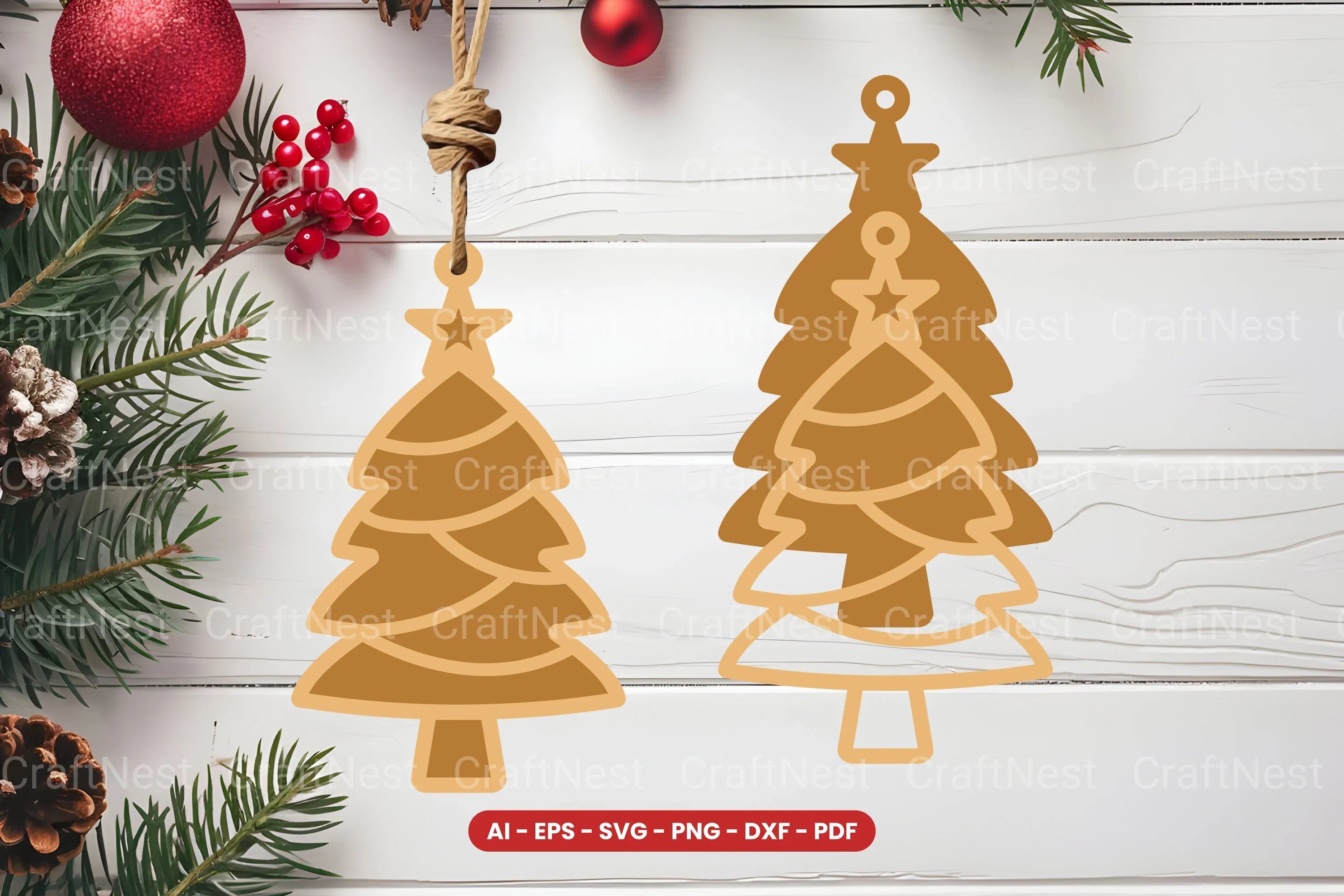 Christmas Tree Ornament Laser Cut SVG Bundle Clipart - CraftNest - Digital Crafting and Art