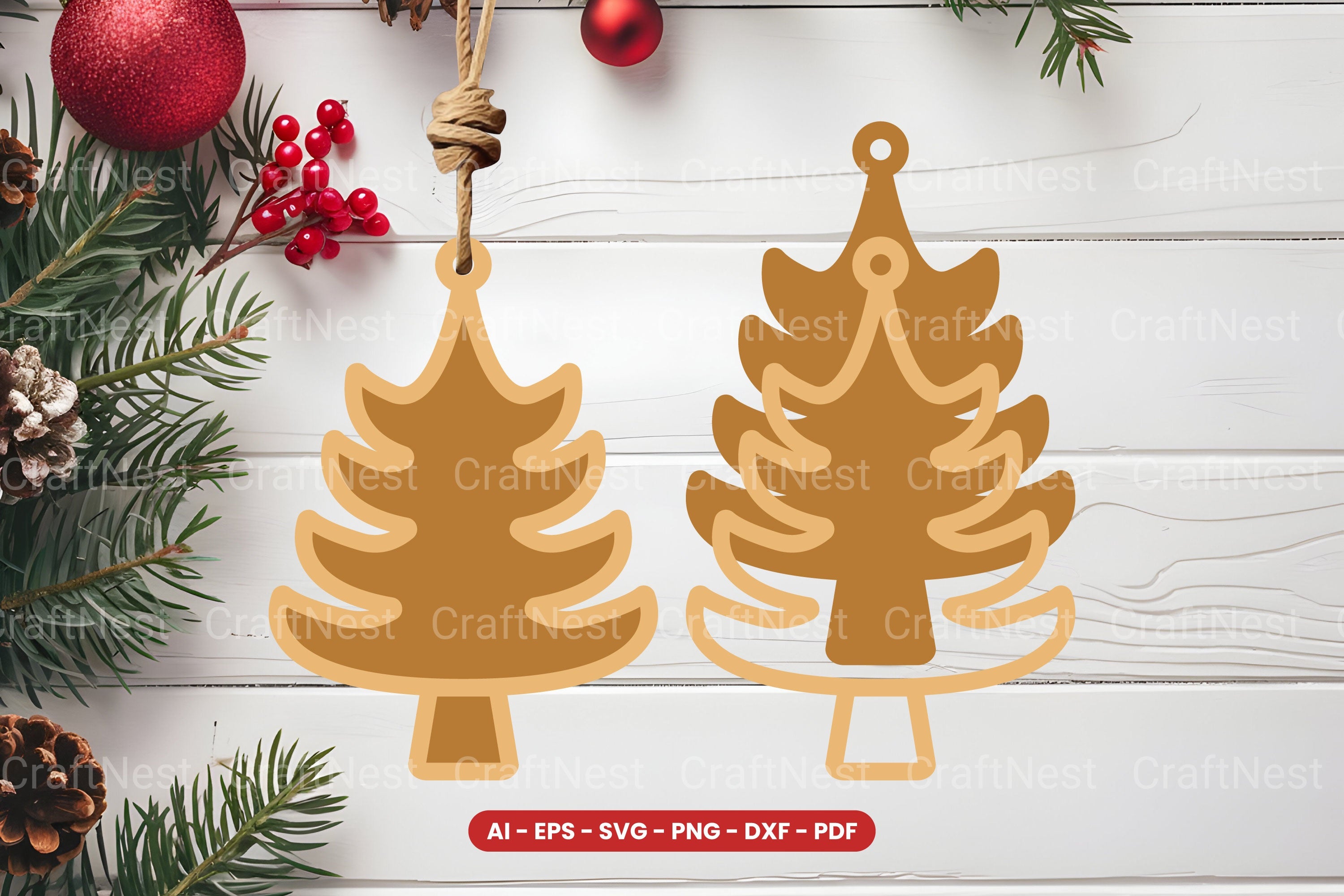 Christmas Tree Ornament Laser Cut SVG Bundle - Clipart Collection