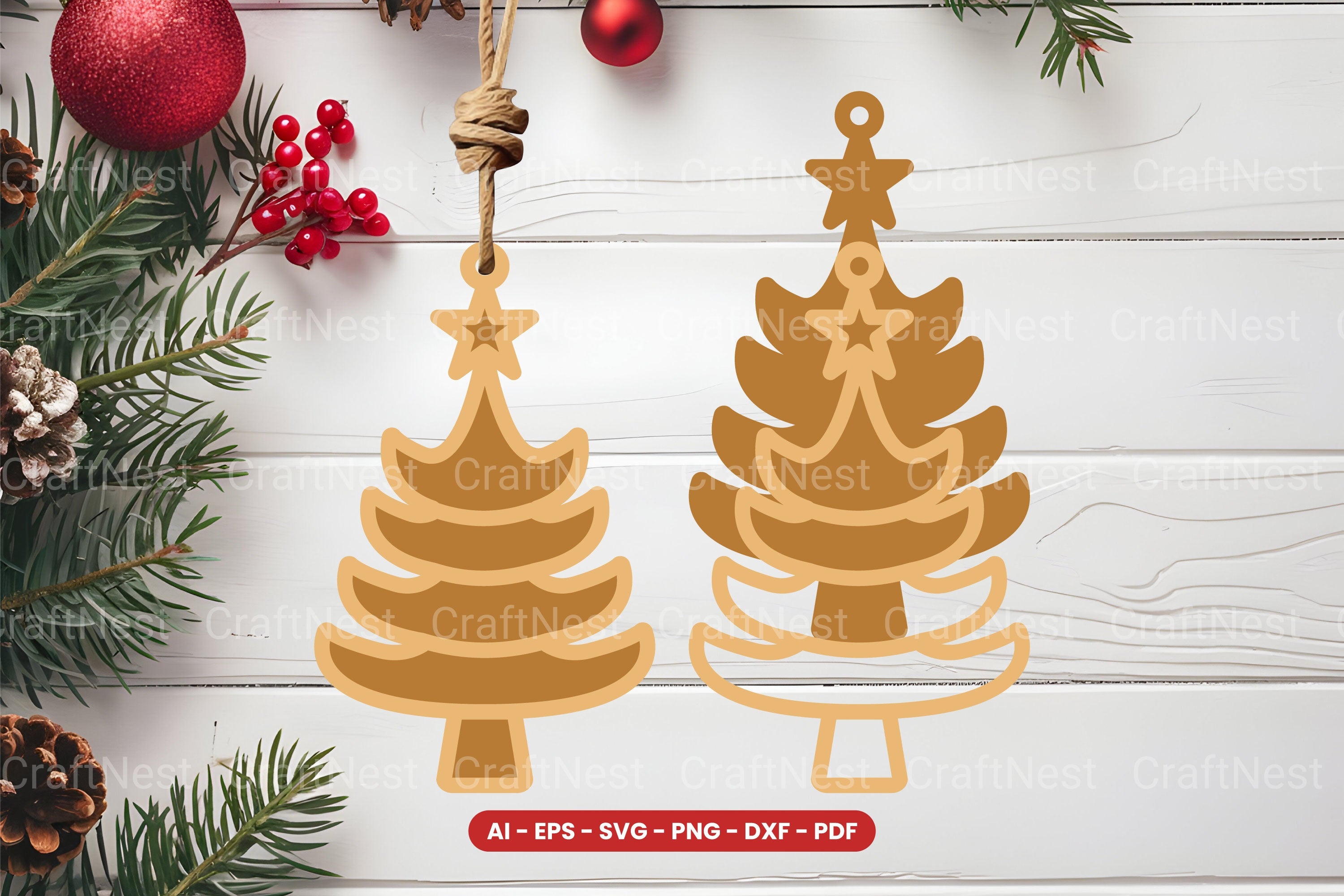 Christmas Tree Ornament Laser Cut SVG Bundle - Clipart Collection