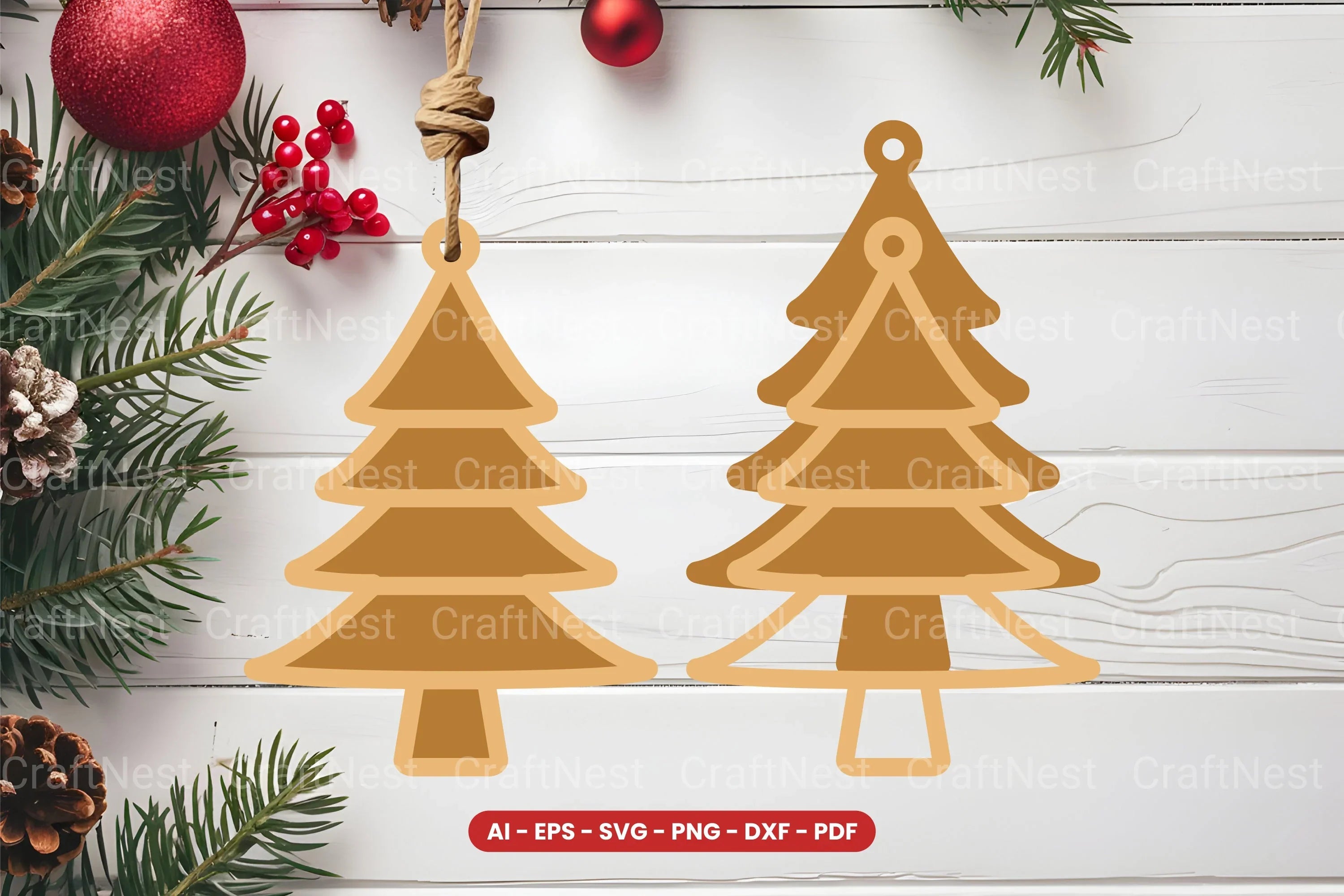 Christmas Tree Ornament Laser Cut SVG Bundle - CraftNest - Digital Crafting and Art