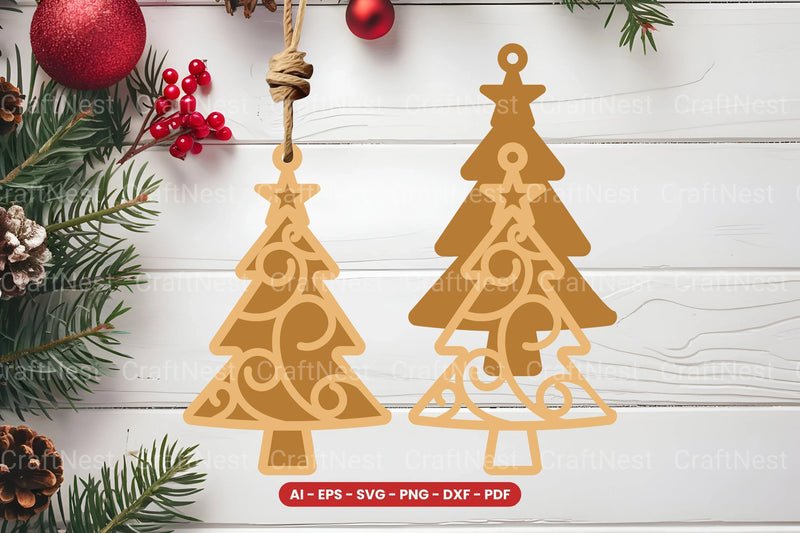 Christmas Tree Ornament Laser Cut SVG Bundle - Clipart Bundle - CraftNest - Digital Crafting and Art