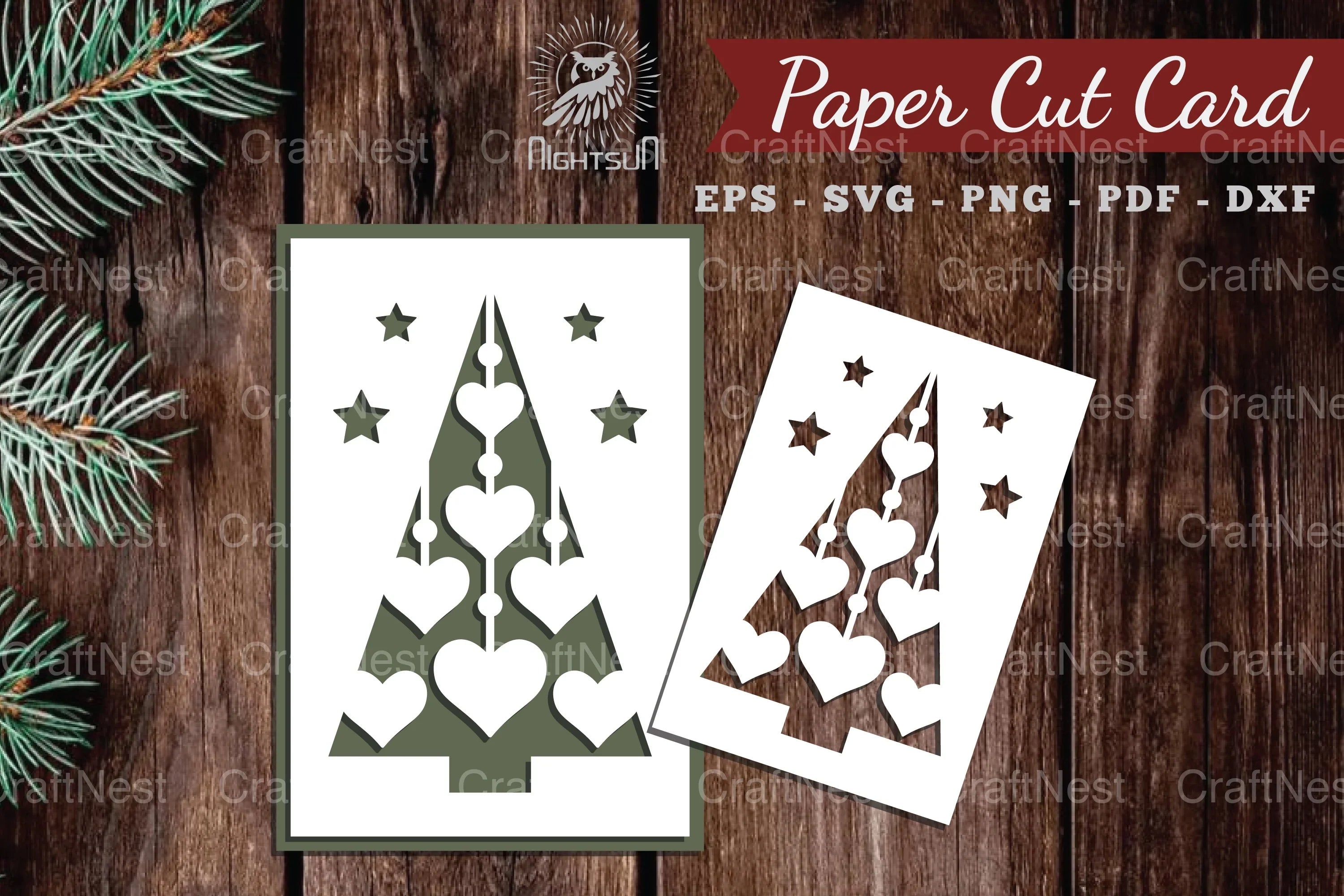 Christmas Tree Paper Cut Card SVG Bundle - CraftNest - Digital Crafting and Art