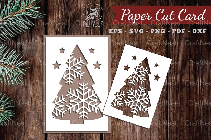 Christmas Tree Paper Cut Card SVG Bundle - CraftNest - Digital Crafting and Art