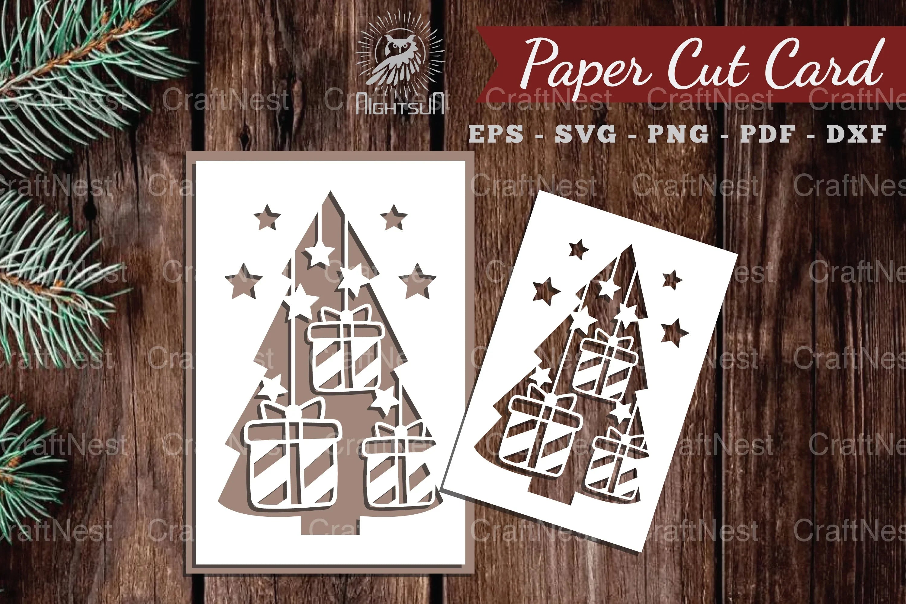 Christmas Tree Paper Cut Card SVG - Clipart Bundle - CraftNest - Digital Crafting and Art