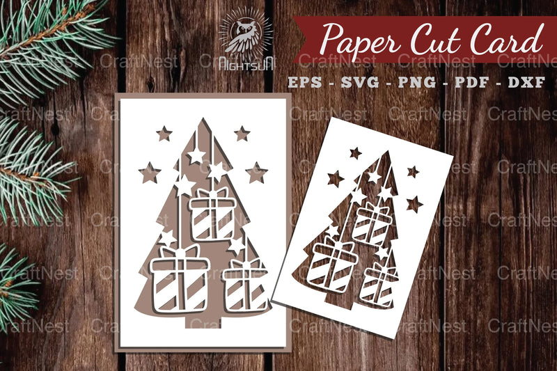 Christmas Tree Paper Cut Card SVG - Clipart Bundle - CraftNest - Digital Crafting and Art