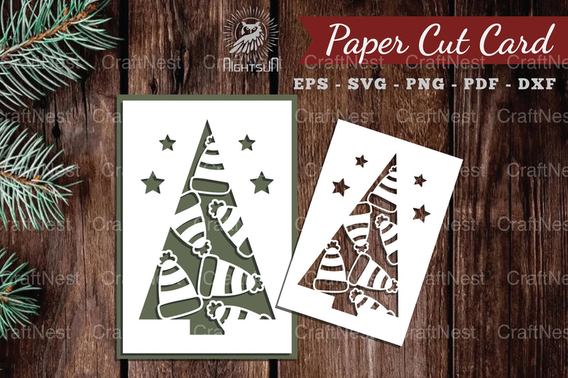 Christmas Tree Paper Cut Card SVG Bundle - CraftNest - Digital Crafting and Art