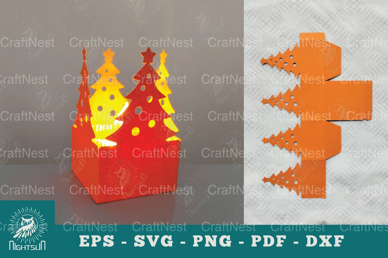 Christmas Tree Papercut Lantern SVG Bundle - CraftNest - Digital Crafting and Art