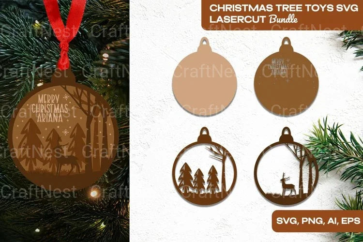 Christmas Tree Toys Laser Cut Clipart Bundle - CraftNest - Digital Crafting and Art