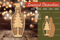 Christmas Tree in Bottle Lasercut Decoration Clipart - CraftNest - Digital Crafting and Art