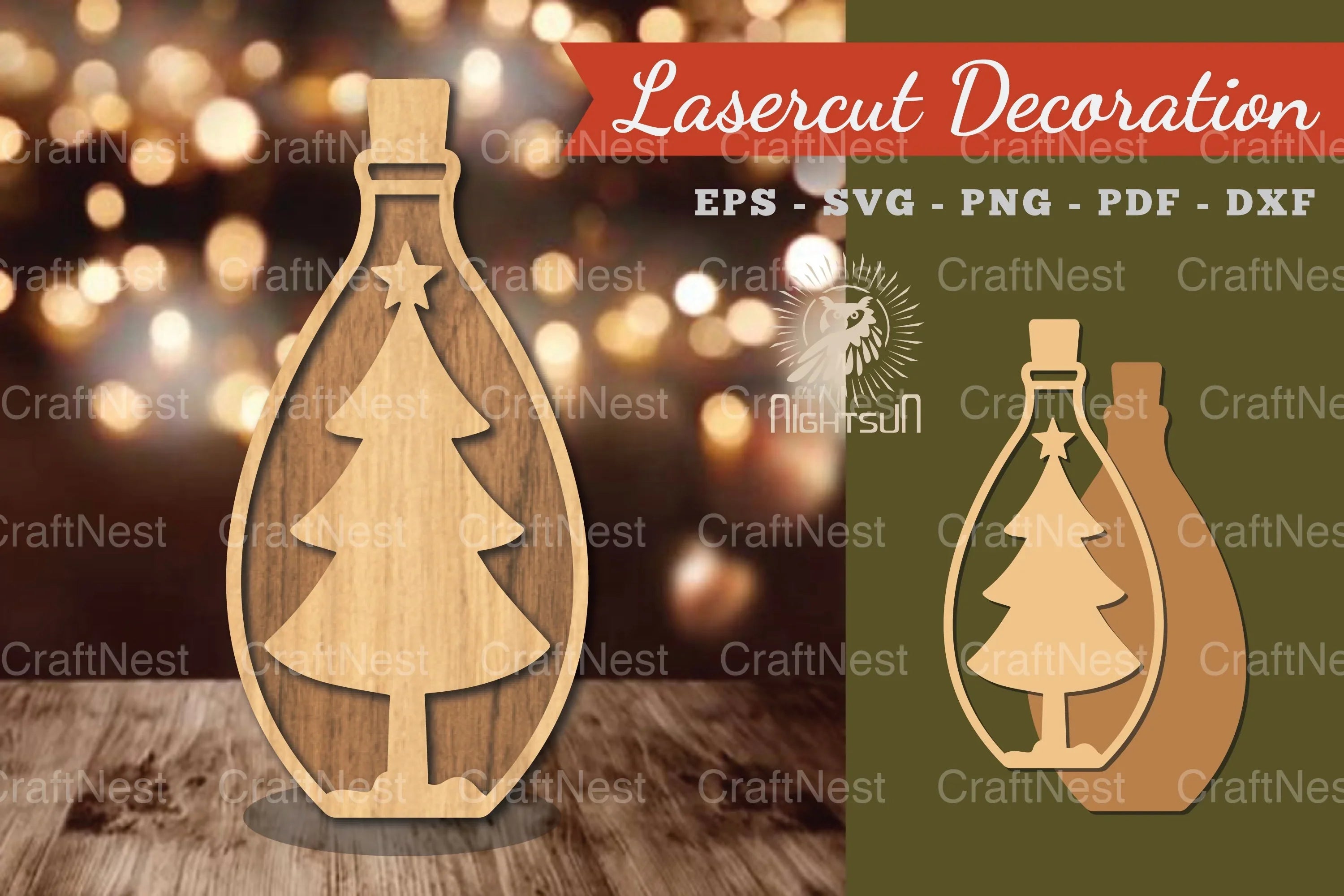 Christmas Tree in Bottle Lasercut Decoration Clipart Bundle - CraftNest - Digital Crafting and Art