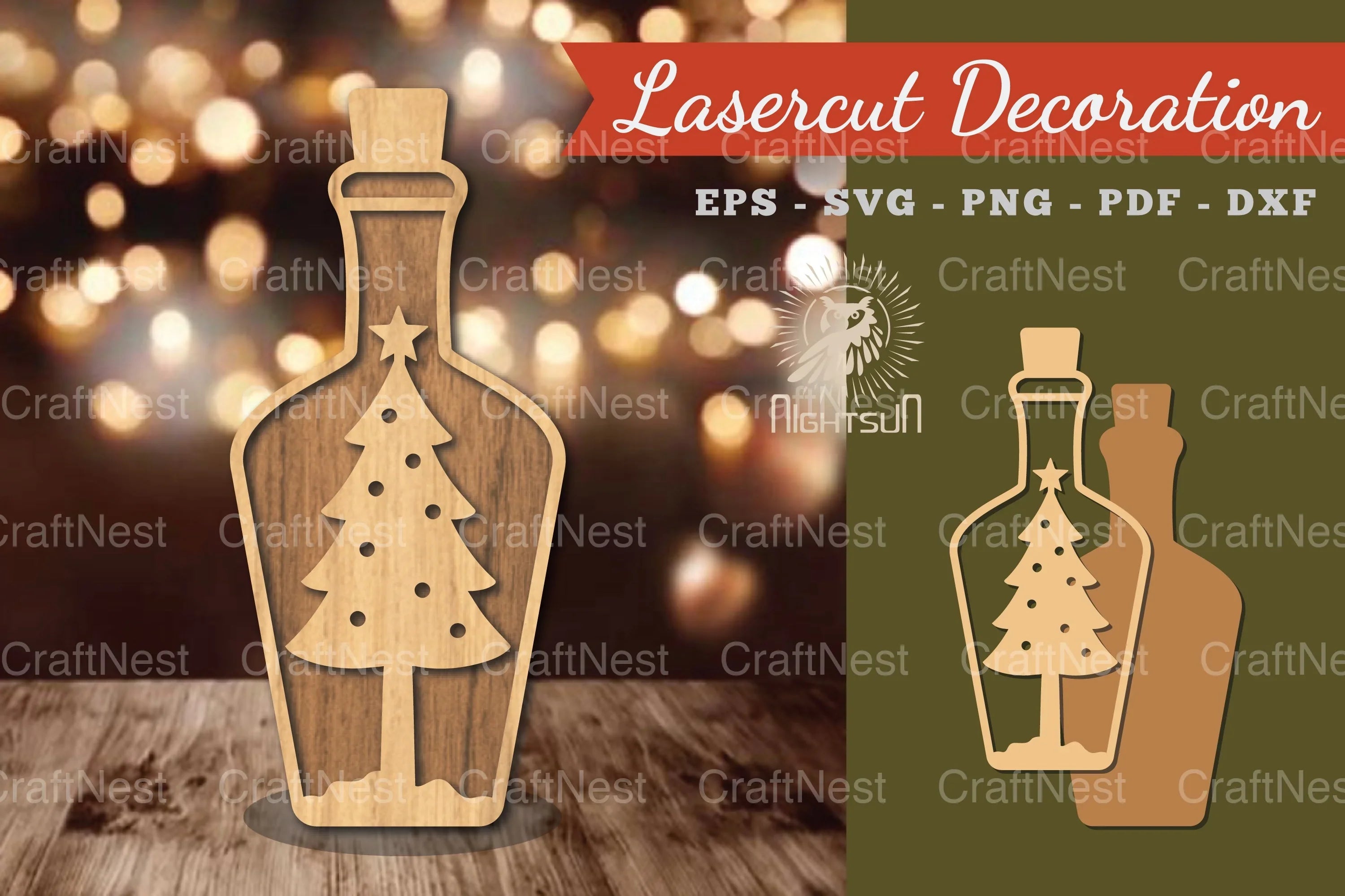 Christmas Tree in Bottle Lasercut Decoration Clipart Bundle - CraftNest - Digital Crafting and Art