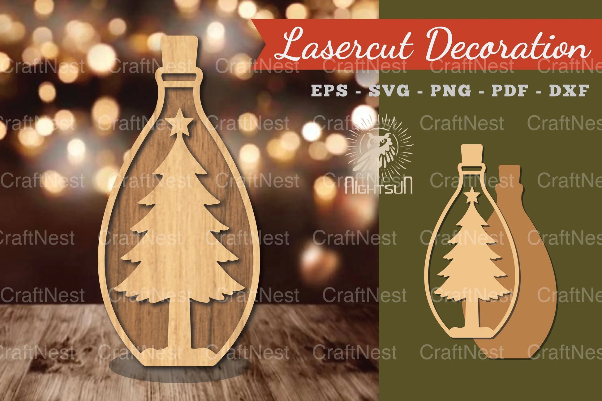 Christmas Tree in Bottle Lasercut Decoration Clipart Bundle - CraftNest - Digital Crafting and Art