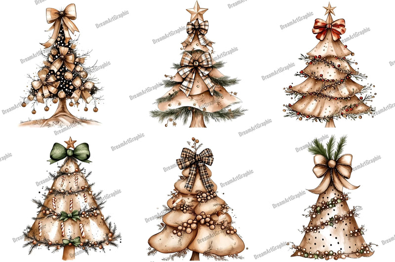 Christmas Tree Bow Clipart Bundle - CraftNest - Digital Crafting and Art