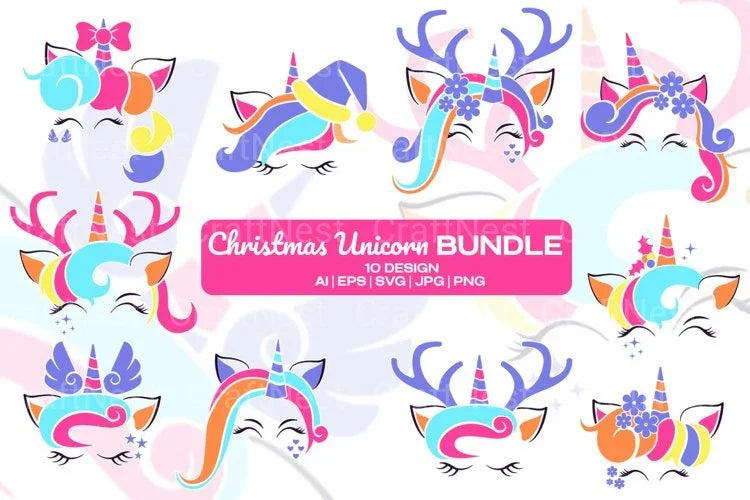 Christmas Unicorn SVG Bundle - CraftNest - Digital Crafting and Art