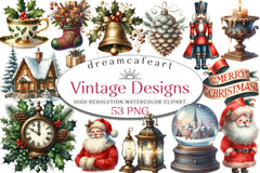 Christmas Vintage Designs Clipart Bundle - CraftNest - Digital Crafting and Art