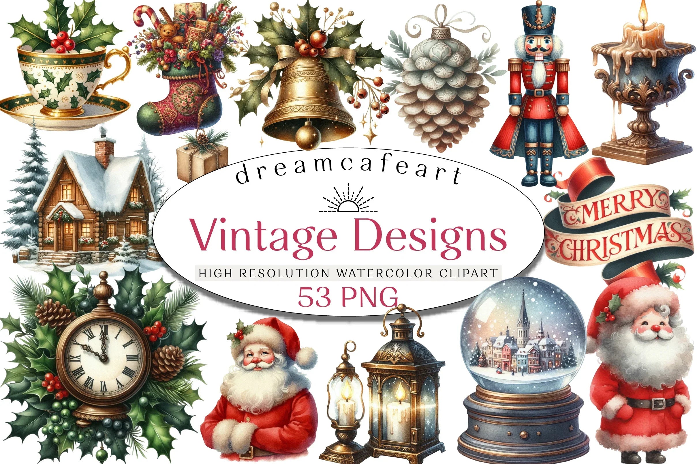 Christmas Vintage Designs Clipart Bundle - CraftNest - Digital Crafting and Art