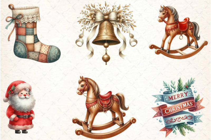 Christmas Vintage Designs Clipart Bundle - CraftNest - Digital Crafting and Art