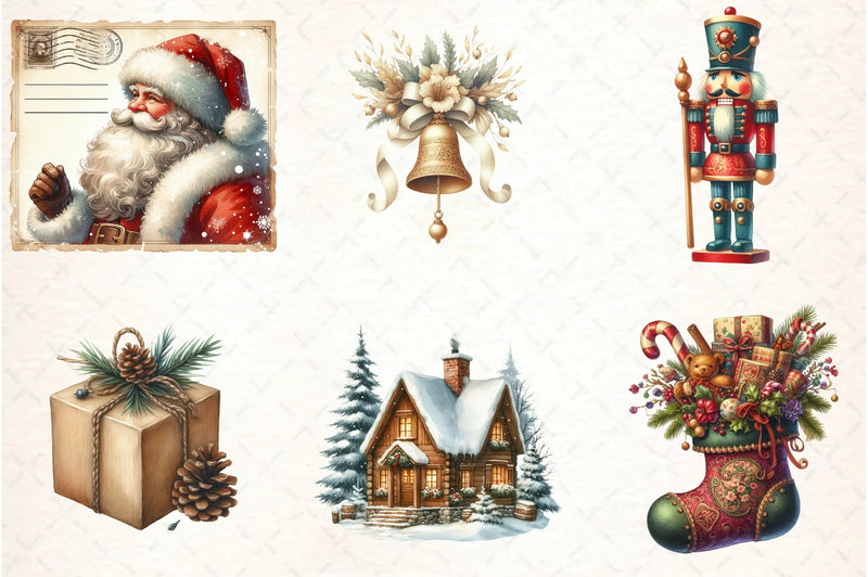Christmas Vintage Designs Clipart Bundle - CraftNest - Digital Crafting and Art