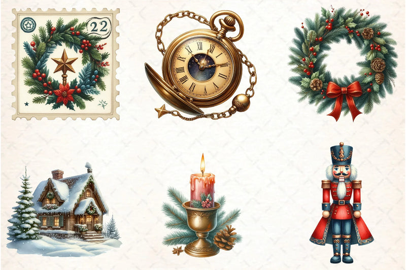 Christmas Vintage Designs Clipart Bundle - CraftNest - Digital Crafting and Art