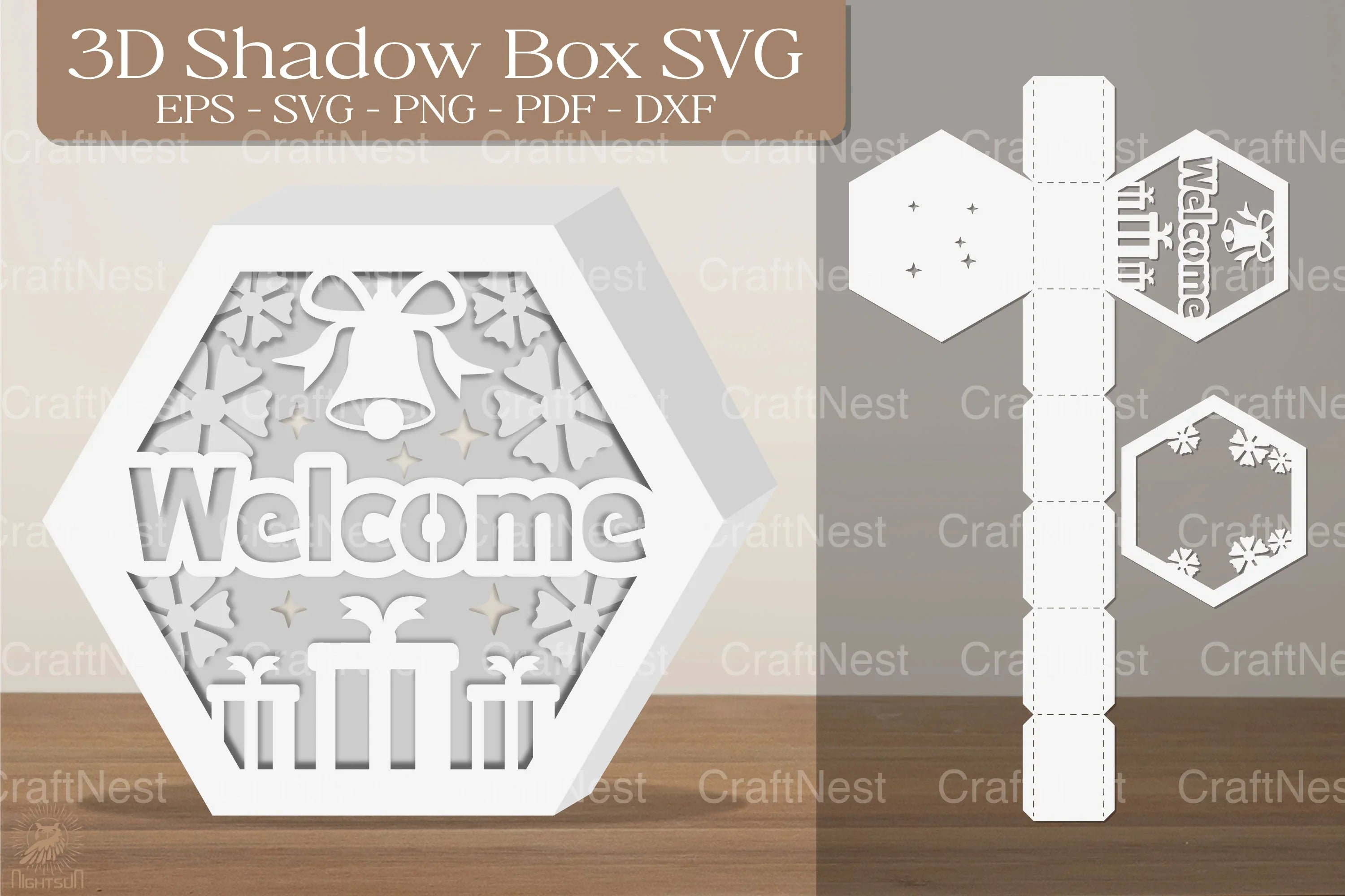 Christmas Welcome 3D Shadow Box Design Bundle - CraftNest - Digital Crafting and Art