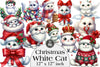 Christmas White Cat Funny Clipart Bundle