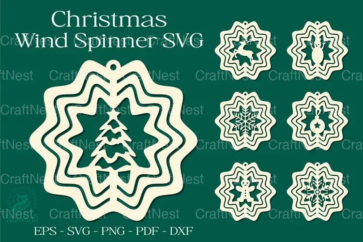 Christmas Wind Spinner Papercut Clipart Bundle - CraftNest - Digital Crafting and Art