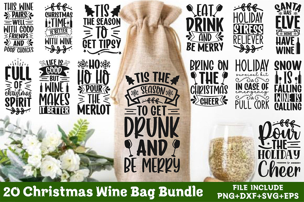 Christmas Wine Bag Bundle - CraftNest - Digital Crafting and Art