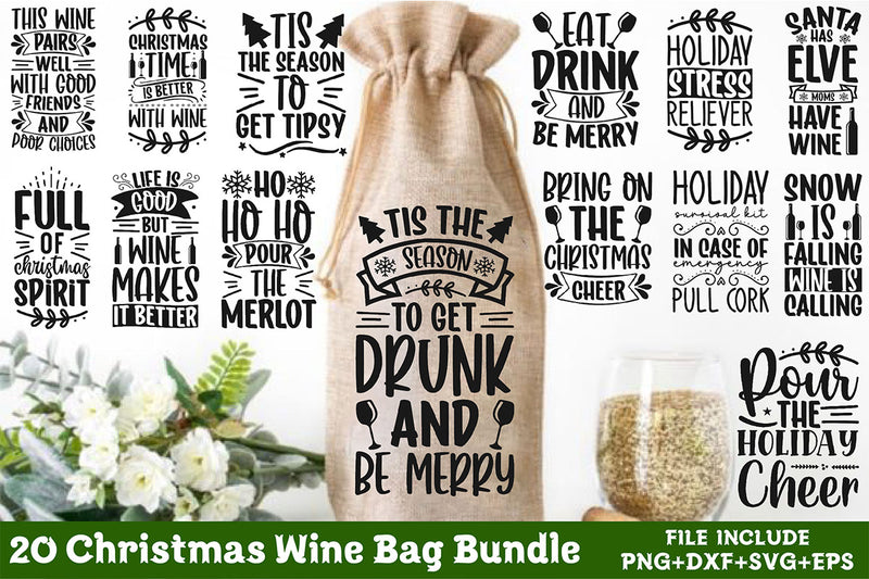 Christmas Wine Bag Bundle - CraftNest - Digital Crafting and Art
