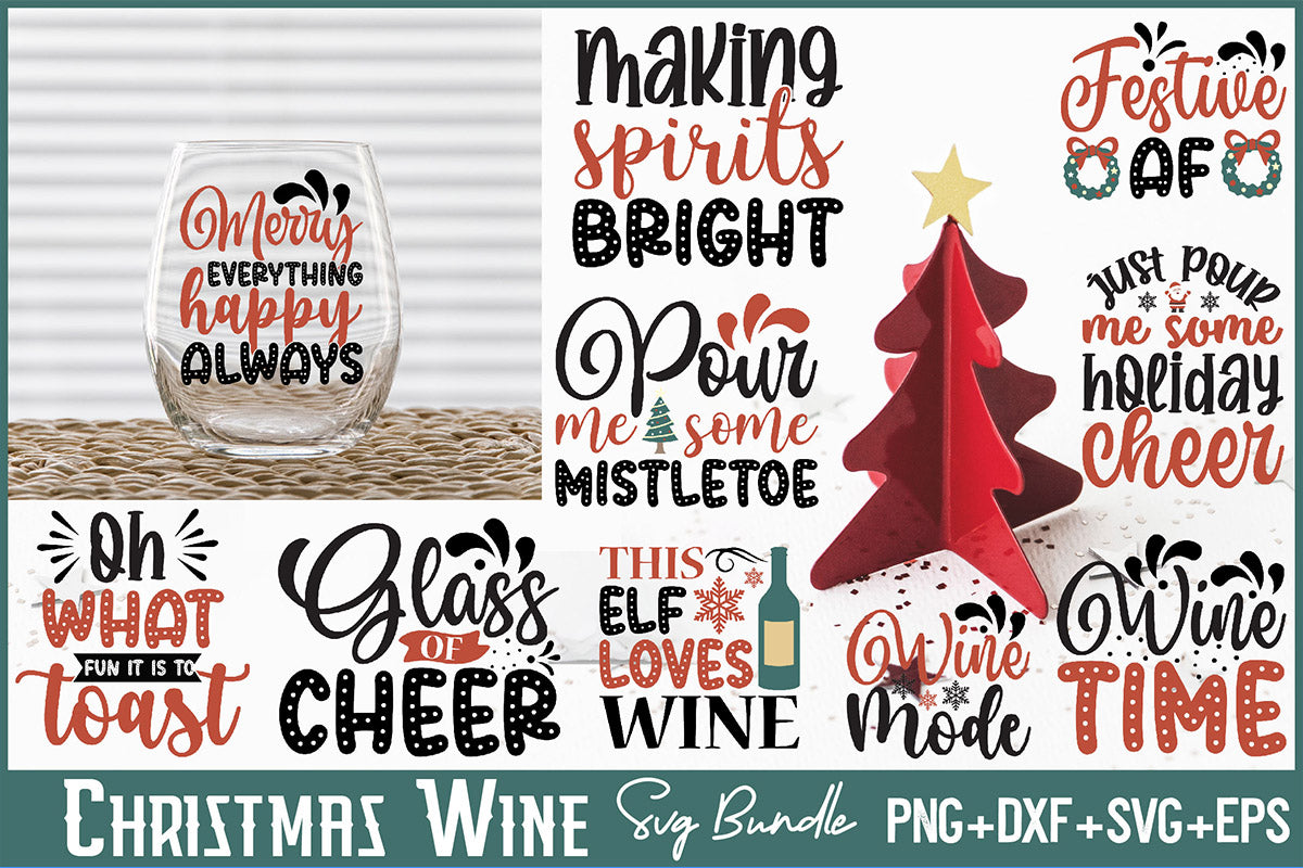 Christmas Wine SVG Bundle - CraftNest - Digital Crafting and Art