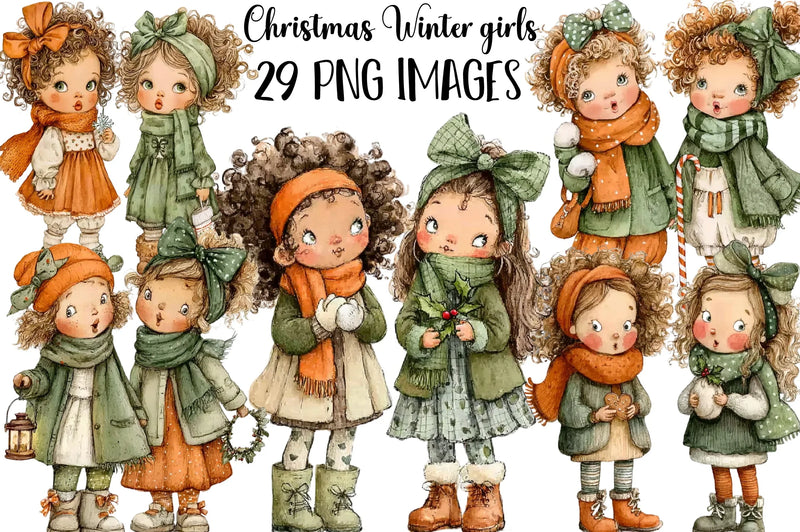 Christmas Winter Girls Clipart Bundle - CraftNest - Digital Crafting and Art